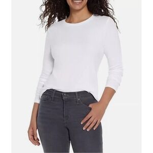 Eddie Bauer Women's Classic Fit Long Sleeve Crewneck Tee XL White & Tan Lot Of 2